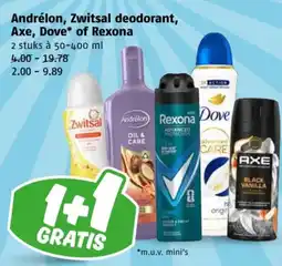 Poiesz Andrélon, Zwitsal deodorant, Axe, Dove* of Rexona aanbieding