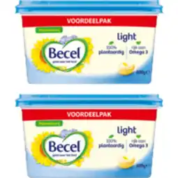 Albert Heijn Becel Light palmolievrij 600 gram 2-pack aanbieding