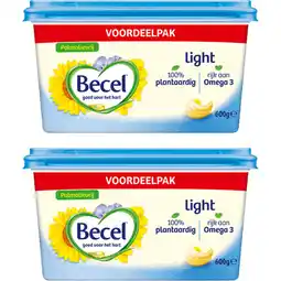 Albert Heijn Becel Light palmolievrij 600 gram 2-pack aanbieding