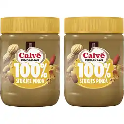 Albert Heijn Calvé 100% stukjes pinda pindakaas 2-pack aanbieding