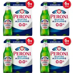 Albert Heijn Peroni azzurro alcoholvrij bier 4x 6-pack aanbieding