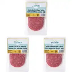 Albert Heijn Marhaba Rundersalami met kip en kalkoen 3-pack aanbieding