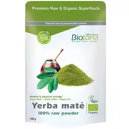 Holland & Barrett Biotona Yerba Maté 100% Raw Poeder - 150g aanbieding