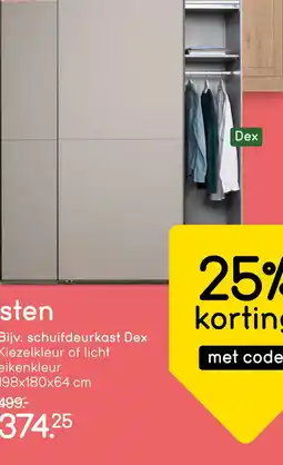 Leen Bakker Schuifdeurkast dex kiezelkleur of licht eikenkleur aanbieding