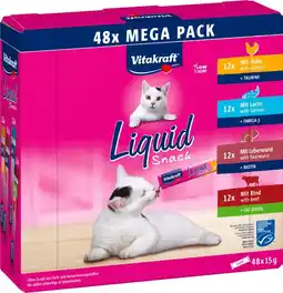 Intratuin Vitakraft kattensnack Liquid kip, zalm, leverworst en rund 15 g 48 stuks aanbieding