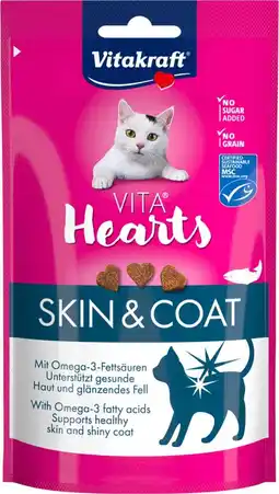 Intratuin Vitakraft kattensnack Vita Hearts skin & coat zalm 40 g aanbieding
