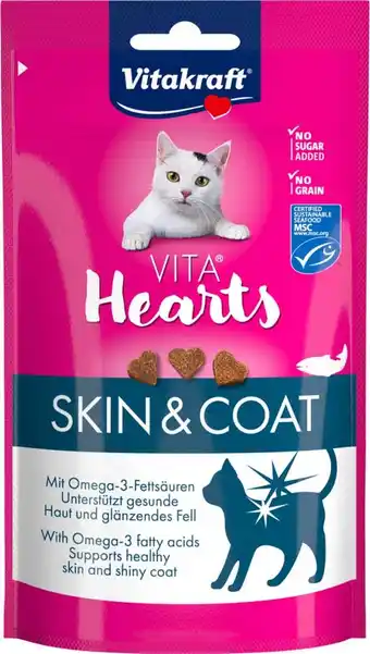 Intratuin Vitakraft kattensnack Vita Hearts skin & coat zalm 40 g aanbieding