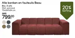 Leen Bakker Banken en Fauteuils Beau 3 zits aanbieding