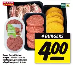 Nettorama Green Earth Kitchen burger, beefburger, gehaktburger of spekburger aanbieding