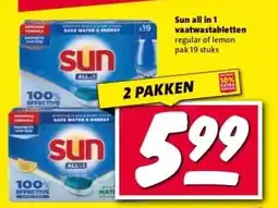 Nettorama Sun all in 1 vaatwastabletten aanbieding