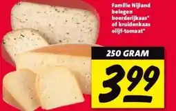 Nettorama Familie Nijland belegen boerderijkaas of kruidenkaas olijf-tomaat aanbieding