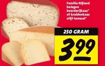 Nettorama Familie Nijland belegen boerderijkaas of kruidenkaas olijf-tomaat aanbieding
