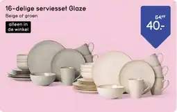 Leen Bakker 16 delige serviesset Glaze aanbieding