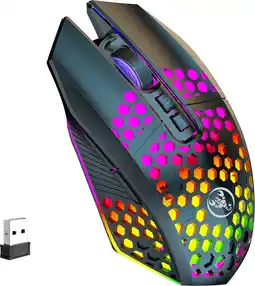 Bol.com HXSJ T500 - Draadloze Gaming Muis - Ultra licht - RGB Verlichting - Zwart aanbieding