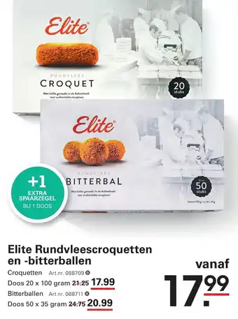 Sligro Elite Rundvleescroquetten en -bitterballen aanbieding