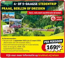 Kruidvat 4 of 5 daagse stedentrip praag, berlijn of dresden aanbieding