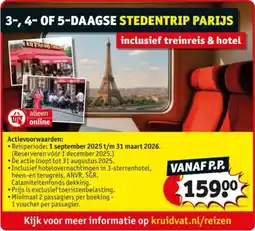 Kruidvat 3-, 4- of 5-daagse stedentrip parijs inclusief treinreis & hotel aanbieding