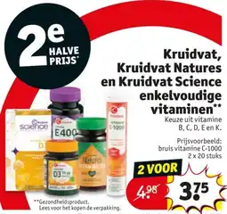 Kruidvat Kruidvat, Kruidvat Natures en Kruidvat Science enkelvoudige vitaminen aanbieding