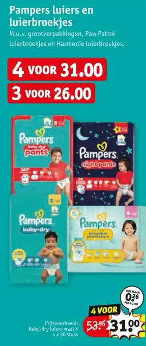 Kruidvat Pampers luiers en luierbroekjes aanbieding