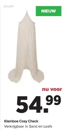 Baby-Dump Klamboe Cosy Check Verkrijgbaar in Sand en Leafs aanbieding