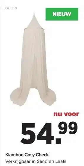 Baby-Dump Klamboe Cosy Check Verkrijgbaar in Sand en Leafs aanbieding
