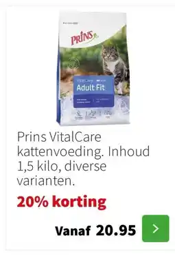 Intratuin Prins VitalCare kattenvoeding. Inhoud 1,5 kilo, diverse varianten. aanbieding