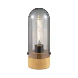 Praxis Home Sweet Home tafellamp Capri S hout glas E27 aanbieding