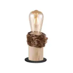 Praxis Home Sweet Home tafellamp Furdy hout bont E27 aanbieding