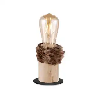 Praxis Home Sweet Home tafellamp Furdy hout bont E27 aanbieding