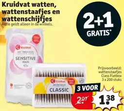 Kruidvat Kruidvat watten, wattenstaafjes en wattenschijfjes aanbieding