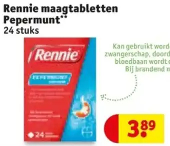 Kruidvat Rennie maagtabletten Pepermunt aanbieding