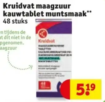 Kruidvat Kruidvat maagzuur kauwtablet muntsmaak aanbieding
