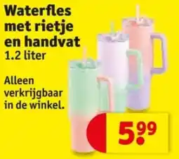 Kruidvat Waterfles met rietje en handvat aanbieding