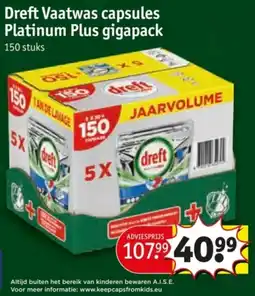 Kruidvat Dreft Vaatwas capsules Platinum Plus gigapack aanbieding