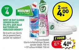 Kruidvat Glorix toiletreiniger Ocean zonder bleek + Cif schuurmiddel aanbieding