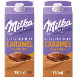 Albert Heijn Milka chocolademelk caramelsmaak 2-pack aanbieding