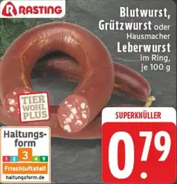 Edeka DE Blutwurst, Grützwurst oder Hausmacher Leberwurst im Ring aanbieding