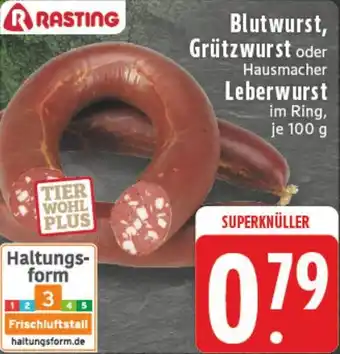 Edeka DE Blutwurst, Grützwurst oder Hausmacher Leberwurst im Ring aanbieding