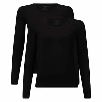 ANWB Bamboo Basics LARA T-shirts lange mouw 2-pack dames Zwart aanbieding