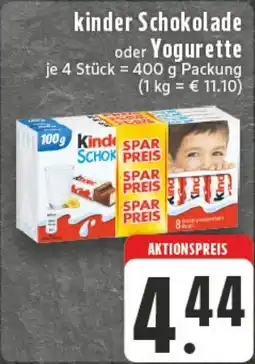 Edeka DE Kinder Schokolade oder Yogurette aanbieding