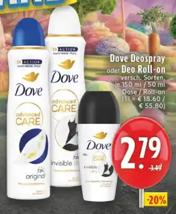 Edeka DE Dove Deospray oder Deo Roll-on aanbieding