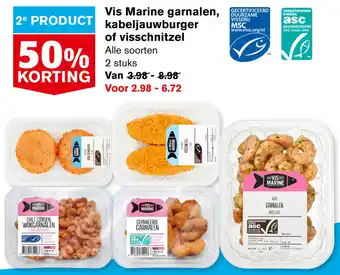 Hoogvliet Vis Marine garnalen, kabeljauwburger of visschnitzel 2stuks aanbieding