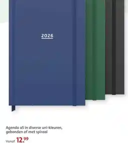 Bruna Agenda a5 in diverse uni-kleuren, gebonden of met spiraal aanbieding