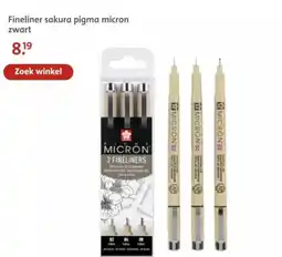 Bruna Fineliner sakura pigma micron zwart aanbieding