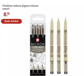 Bruna Fineliner sakura pigma micron zwart aanbieding