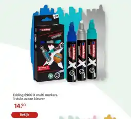 Bruna Edding 6900 X multi markers. 3 stuks ocean kleuren aanbieding