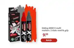 Bruna Edding 6900 X multi markers. 2 stuks rood & grijs aanbieding