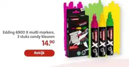 Bruna Edding 6900 X multi markers. 3 stuks candy kleuren aanbieding