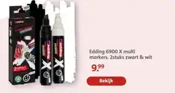 Bruna Edding 6900 X multi markers. 2stuks zwart & wit aanbieding
