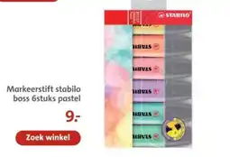 Bruna Markeerstift stabilo boss 6stuks pastel aanbieding